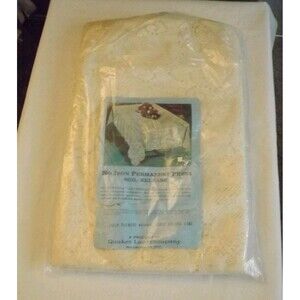 NOS Antique Quaker Lace Oblong Tablecloth 60" X 92" Field Flowers Opened Package